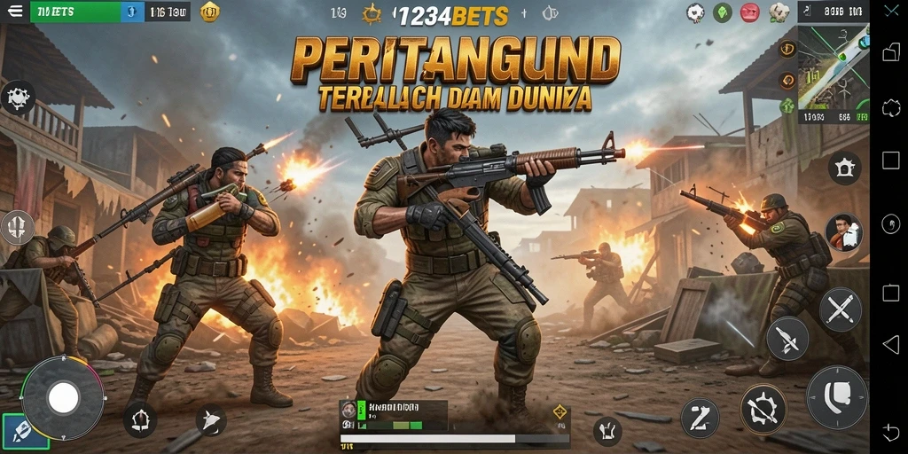 Gambaran mendebarkan dari aksi gameplay Battle Royale di 1234BETS.