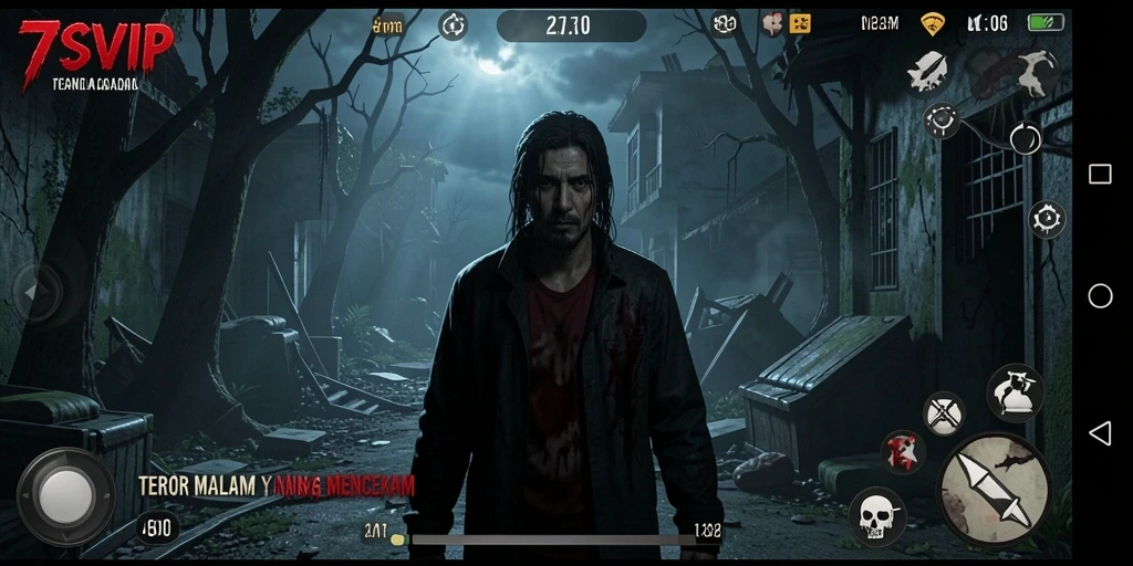 Screenshot gameplay 7SVIP menampilkan kengerian dan ketegangan.