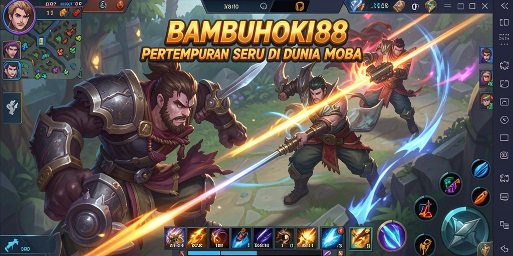 Screenshot gameplay BAMBUHOKI88 menampilkan aksi pertarungan yang mendebarkan.