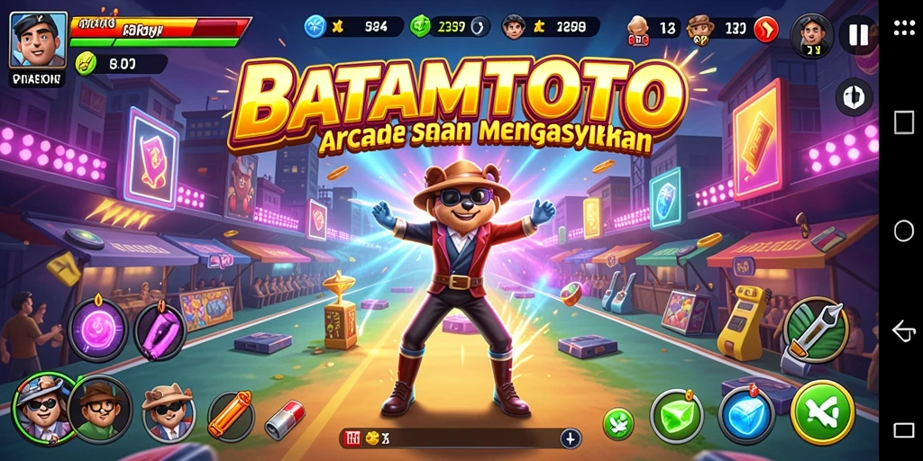 Tampilan layar gameplay BATAMTOTO dengan karakter yang beraksi.