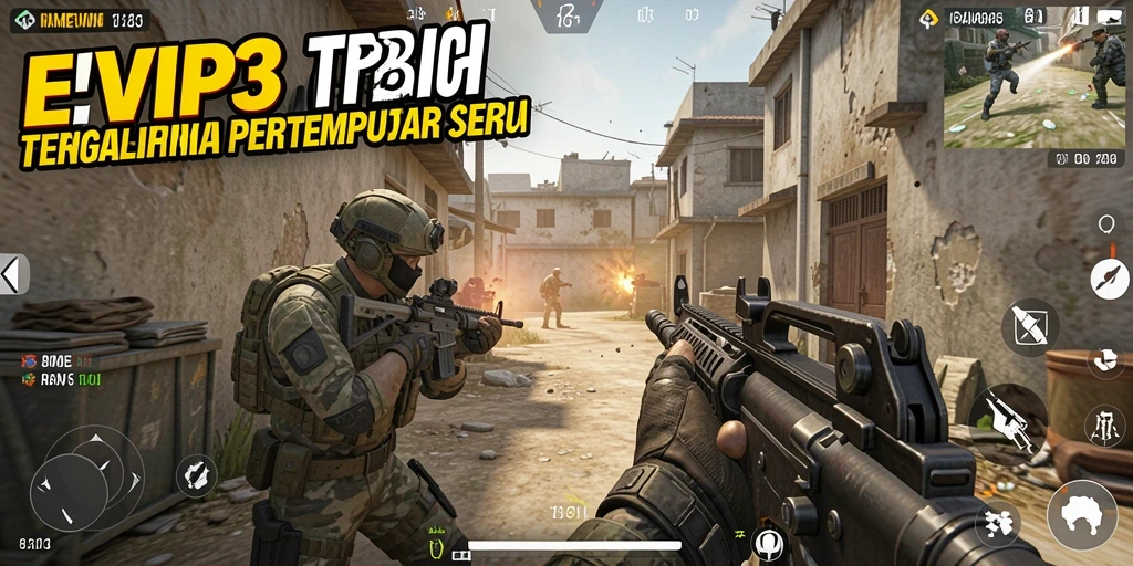 Screenshot gameplay EVIP3 menampilkan aksi pertempuran yang mendebarkan.