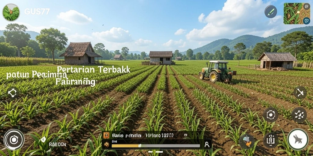 Tampilan gameplay GUS77 yang menakjubkan dengan elemen pertanian.