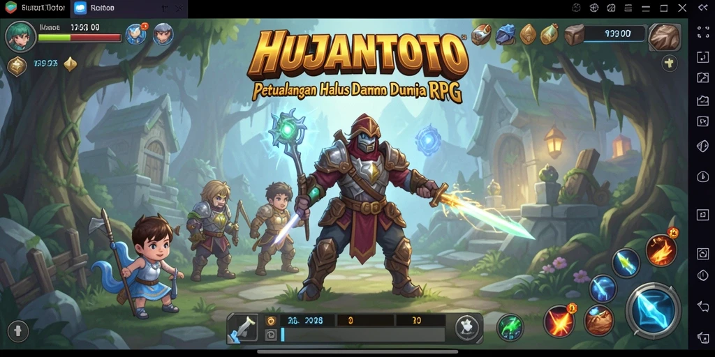 Screenshot menampilkan aksi seru di dalam permainan RPG HUJANTOTO.