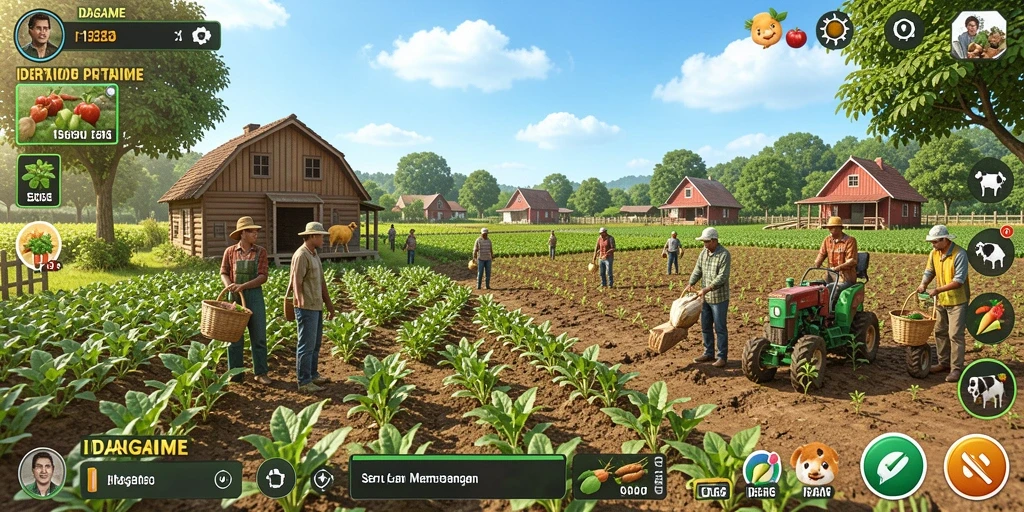Gameplay Farming yang menarik dan penuh warna dalam IDAGAME.