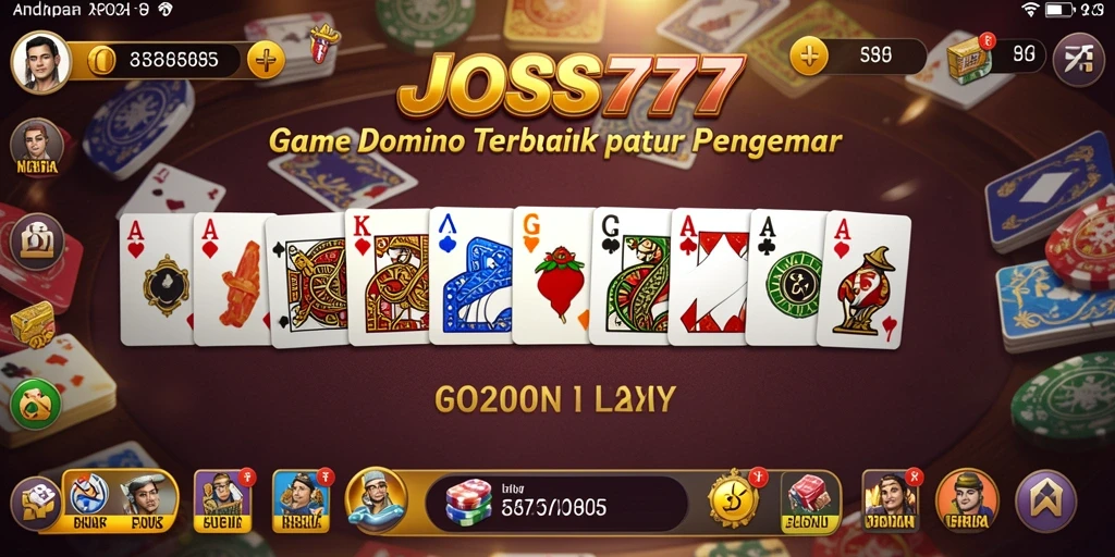 Screenshot utama JOSS777 menampilkan permainan Domino yang seru dan interaktif.