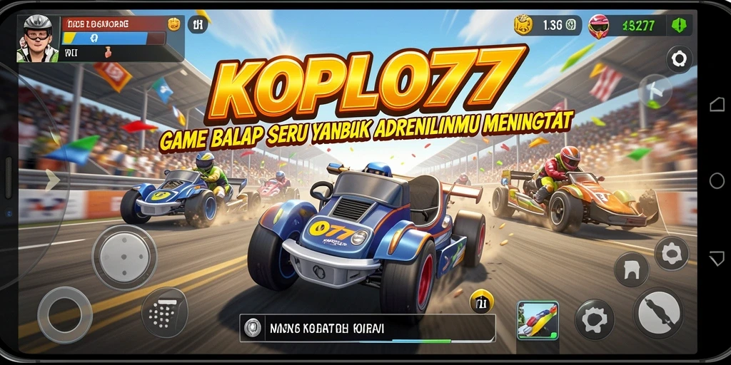 Tampilan gameplay KOPLO77 dengan aksi balapan yang seru.