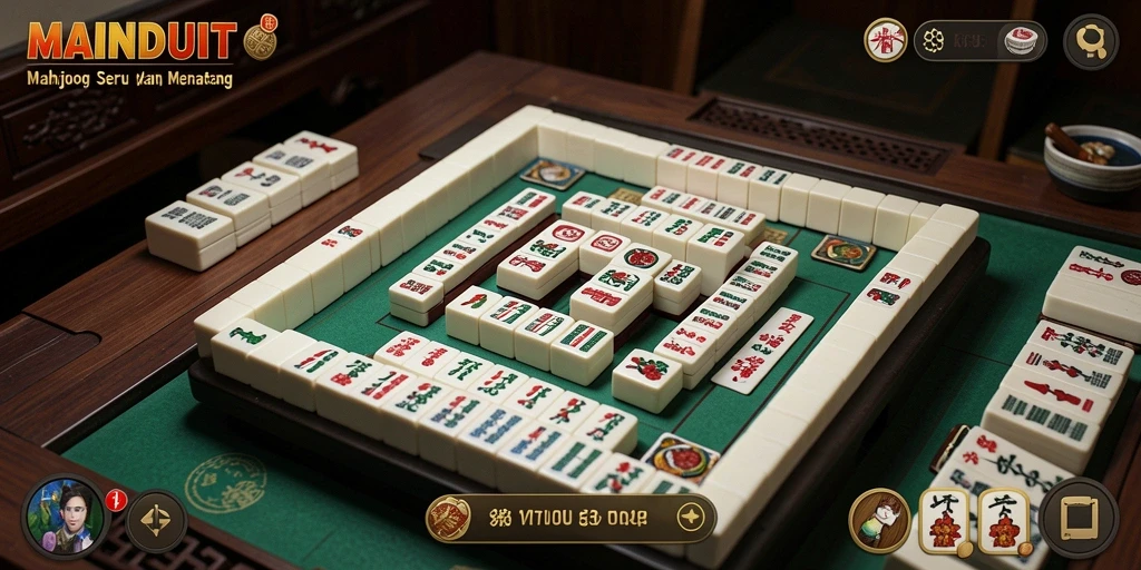Screenshot gameplay MAINDUIT dengan tampilan ubin Mahjong.