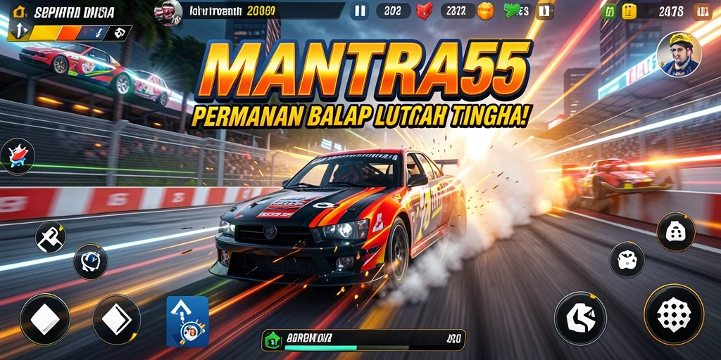Gameplay balap MANTRA55 yang seru dan mendebarkan.