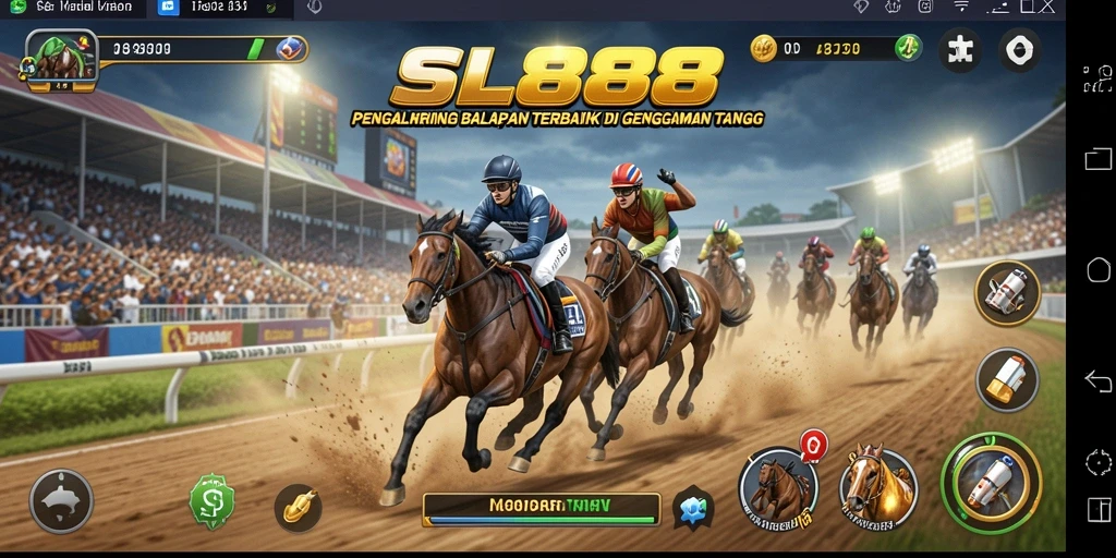 Screenshot gameplay SL888 menampilkan balapan seru dengan grafis tinggi dan interaksi pemain.