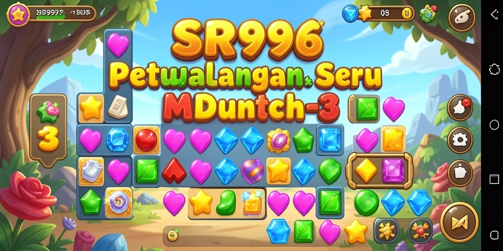 Tampilan seru dari gameplay SR996 yang penuh warna dan tantangan Match-3.
