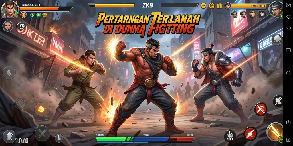 Screenshot ZK9 menampilkan pertarungan intens antara karakter dengan efek visual menakjubkan.